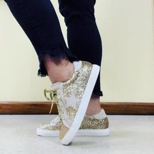 Gold Glitter Star Shoes 8.5